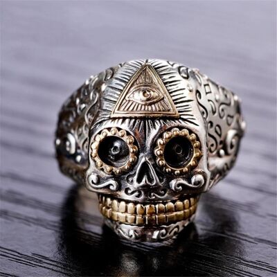 Three-eye skull ring