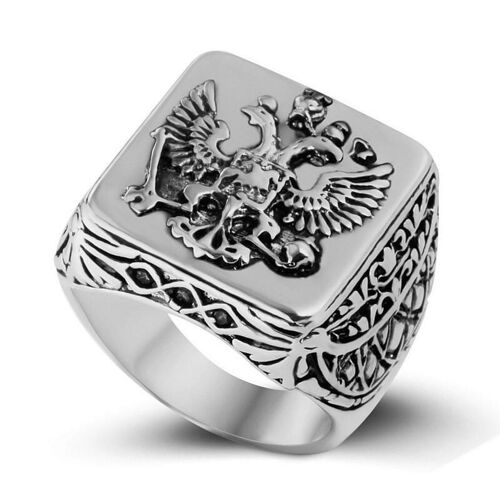 Square two-headed eagle ring