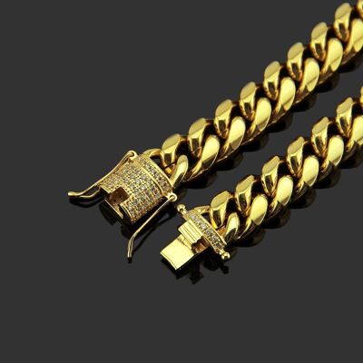 Zircon curb chain bracelet - 22*1.2cm 65g