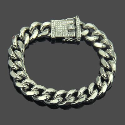 Studded curb chain bracelet - Silver