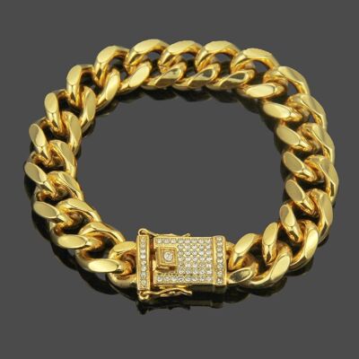 Studded curb chain bracelet - Golden