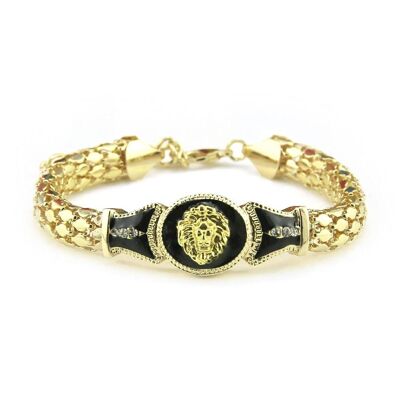 Snake chain with engraved lion bracelet - Golden