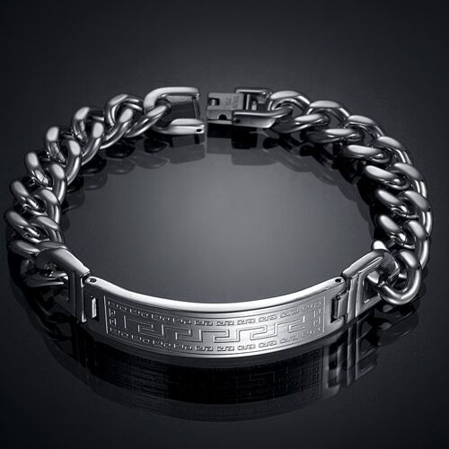 Engraved great wall cuban chain bracelet