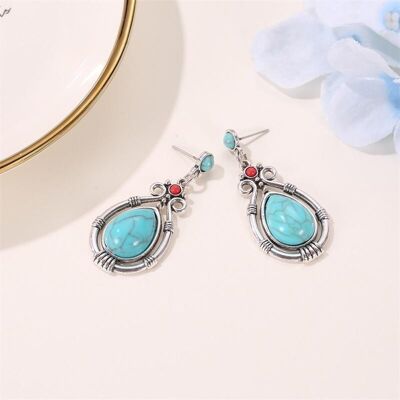 Boucles d'oreilles goutte d'eau turquoise palace vintage