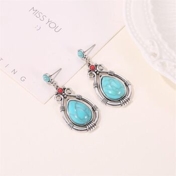 Boucles d'oreilles goutte d'eau turquoise palace vintage 4