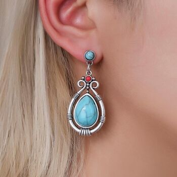 Boucles d'oreilles goutte d'eau turquoise palace vintage 5