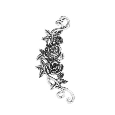 Clip vintage per osso dell'orecchio con doppie rose - Argento