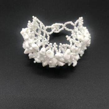 Bracelet perles de gravier colorées - Blanc 4