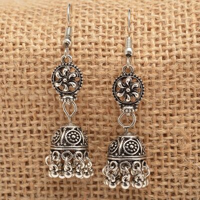 Baroque engraved bell with tassel earrings