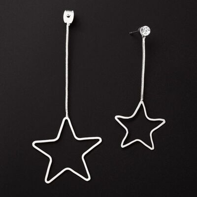 Einohr-Ohrringe mit zwei Sternen - Silber