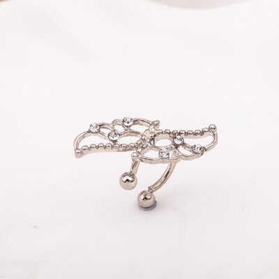 Dual little wings ear bone clip - Silver