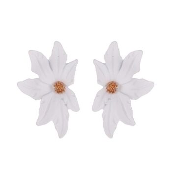 Boucles d'oreilles fleur dramatique - Blanc 6