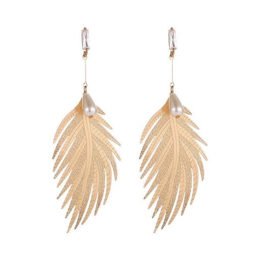 One feather with pearl drop earrings