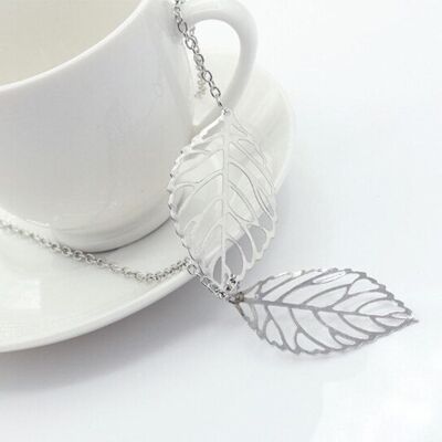 Halskette mit zwei Blättern - Silber