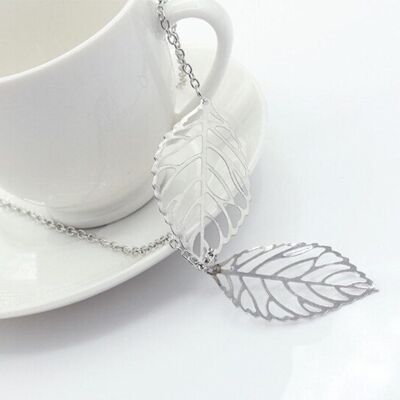 Collier double feuilles - Argent