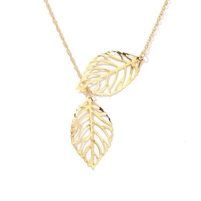Halskette mit zwei Blättern - Golden