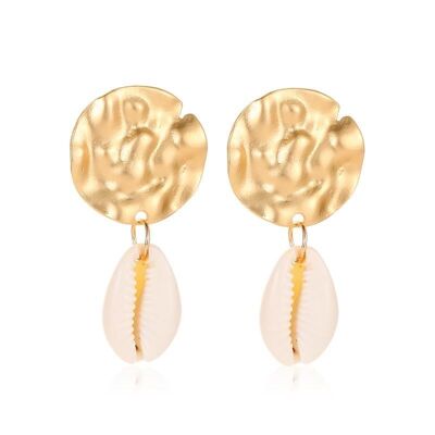 Irregular geometric-shaped with seal shell earrings collection - Round-shaped