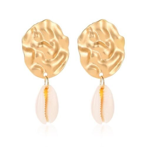Irregular geometric-shaped with seal shell earrings collection - Oval-shaped