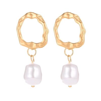 Boucles d'oreilles collection vague de mer avec perles - Rond