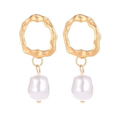 Sea wave with pearl earrings collection - Round