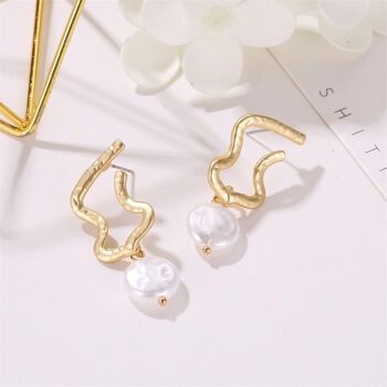 Boucles d'oreilles collection vague de mer avec perles - Rond 2