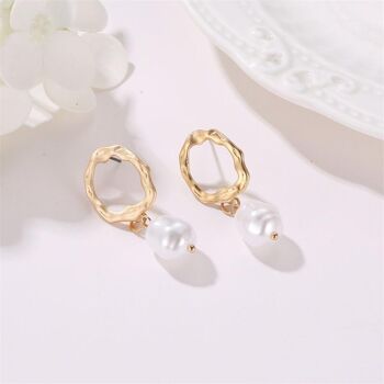 Boucles d'oreilles collection vague de mer avec perles - Rond 3