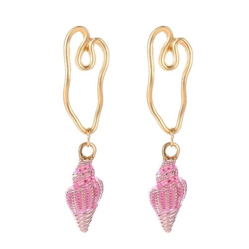 Heart-shaped hoop with conch earrings - Pink