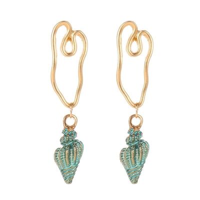Heart-shaped hoop with conch earrings - Blue