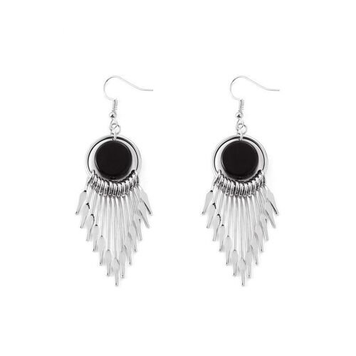 Vintage round v-shaped tassel earrings - Silver