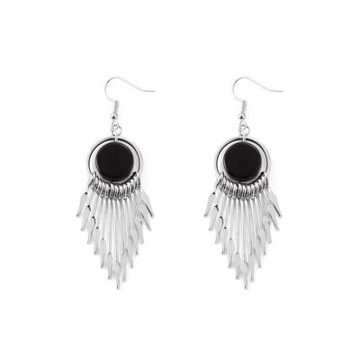 Boucles d'oreilles pompon rond vintage en forme de V - Argent