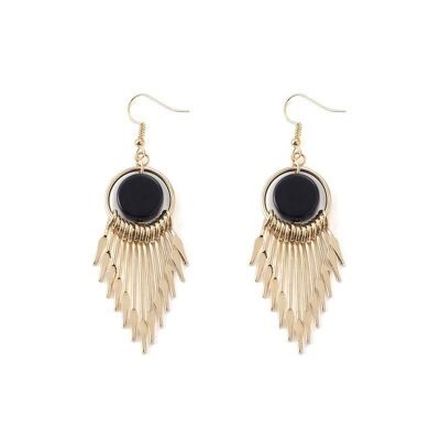 Vintage round v-shaped tassel earrings - Golden