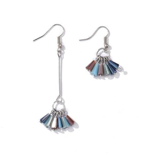 Asymmetric coloured glaze tassel earrings