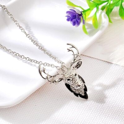 Deer dual-use brooch necklace - Silver