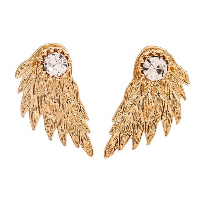 Angel's wing hang back stud earring - Golden