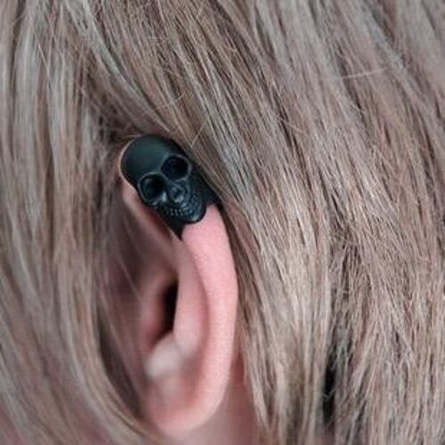 Skull ear bone clips - Black