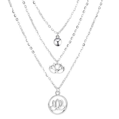 Collier lotus des neiges triple épaisseur