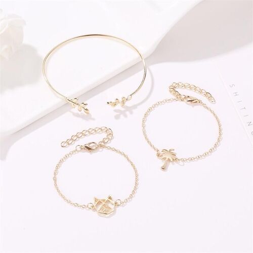 Kitten in forest three-piece bracelet - Golden