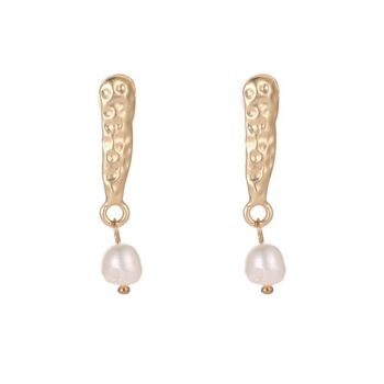 Boucles d'oreilles gouttes Aysmmetric perle cacahuète symétriques 5