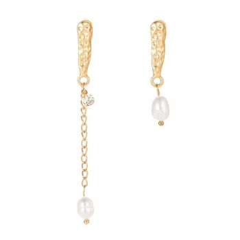 Boucles d'oreilles gouttes Aysmmetric perle cacahuète symétriques 8