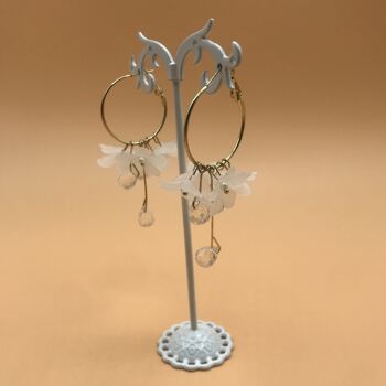 Boucles d'oreilles gouttes slinky fleurs triple cristal 8