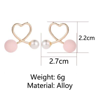 Crossed heart with pearl stud earrings Golden