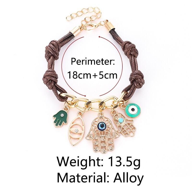 Bracciale con occhio del diavolo di Fatima sul palmo