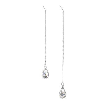 Boucles d'oreilles longues gouttes d'eau - Argent asymétrique 1