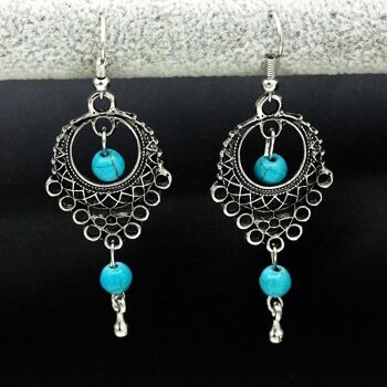 Boucles d'oreilles pendantes vintage turquoise 2