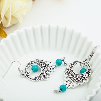 Boucles d'oreilles pendantes vintage turquoise 4