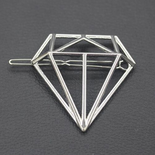 Hollow diamond-shaped hair clips - Silver