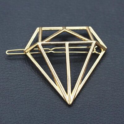 Hollow diamond-shaped hair clips - Golden