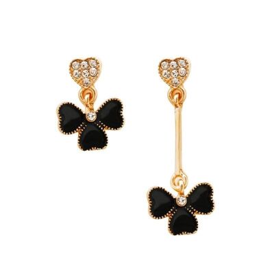 Asymmetric clover earrings - Black