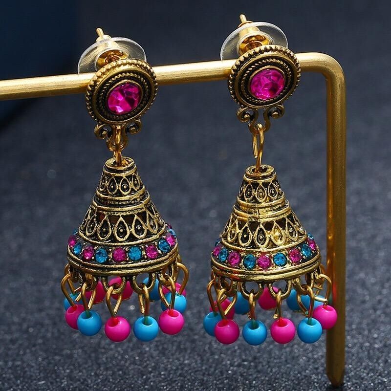Bohemia wishing bell earrings - Pink