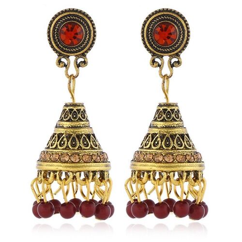 Bohemia wishing bell earrings - Red